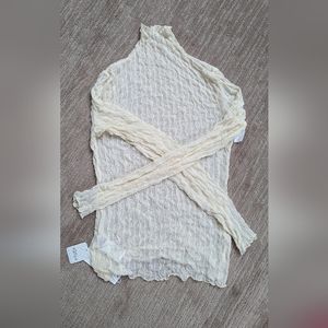 Free People Ross Mesh Top in Cream, size L